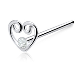 Heart with Stone Straight Nose Stud NSKA-810